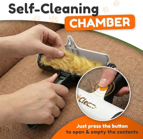 Pet Hair Removal Roller - Electrostatic Absorption Reusable Lint Rollers for Pet Hair - Cleaning Tool for Furniture, Couch and Carpet - Large Storage Compartment with Easy Disposal