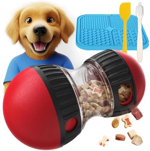5 in 1 Dog Puzzle Toy Set for Slow Feeding and Puppy IQ Training, Stimulating Cognitive Anxiety Relief and Keeping Dog Busy, Pet Interactive Toy, Treat Dispensing Ball and Lick Mat for Flur