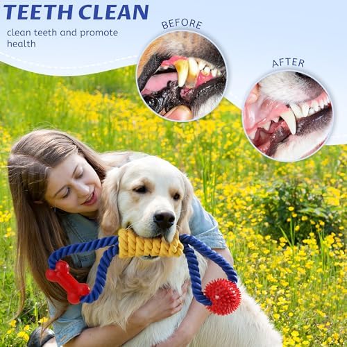 Aitmexcn Dog Rope Toy, Interactive Tug of War Toy for Medium and Large Dogs