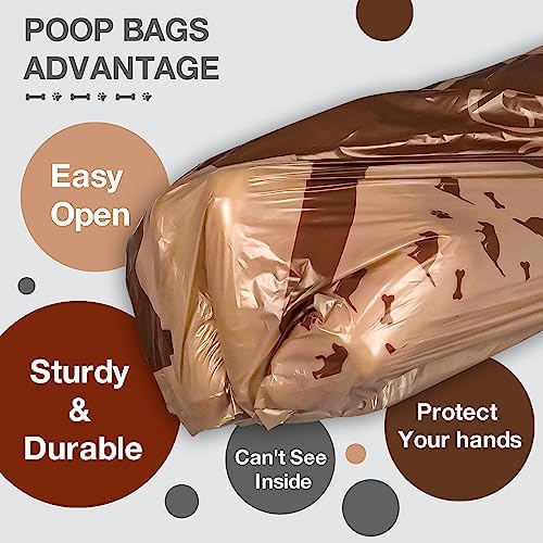 180 Count Dog Poop Bags with Dispenser, Leak-Proof Large Doggie Bag for Poop, Extra Thick Doggy Waste Bags, Unscented, Pet Trash Bags Holder Outdoor Puppy Walking and Traveling Rolls, Brown