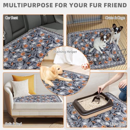 KOOLTAIL Washable Pee Pads for Dogs, 2 Pack Halloween Pet Mats, Super Absorbent Reusable Puppy Training Pads Waterproof,Nonslip Leak-Proof Dog Pee Pad,Large Whelping Pads for Floor,Crate,Couch,36"*41"