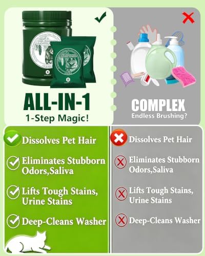 Pet Hair Remover for Laundry, Removes Dog & Cat Hair, Odor, 6-Month Supply