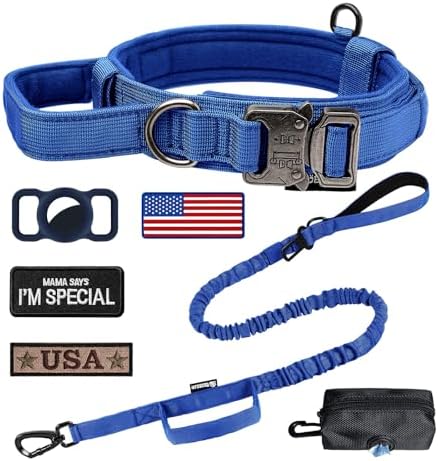Tactical Dog Collar and Leash Set with Handle for Large Dogs
