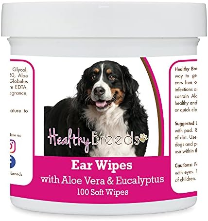 Healthy Breeds Bernese Mountain Dog Ear Cleaning Wipes with Aloe & Eucalyptus for Dogs 100 Count