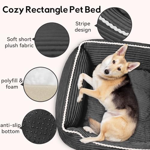 Zerbuger 25in Dark Grey Rectangle Cat Dog Bed Machine Washable Sofa