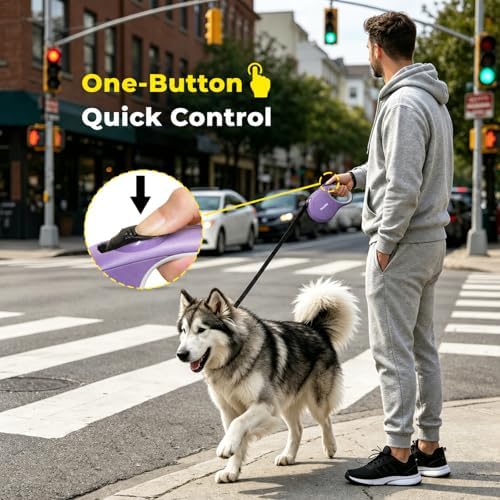 Retractable Dog Leash 16ft for Small & Medium Dogs Up to 55 lbs