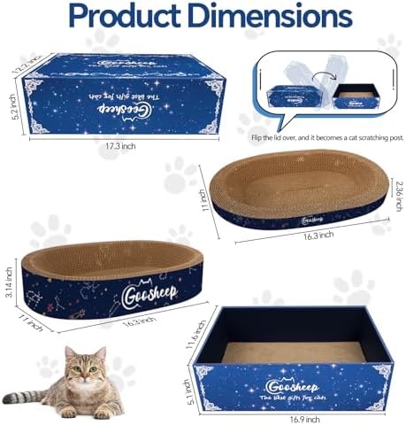 Goosheep 4PCS Cat Scratcher Bed, Oval Cardboard Scratcher for Indoor Cats