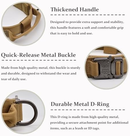Tactical Dog Collar Leash Set, Adjustable Military Training Collar, Brown L