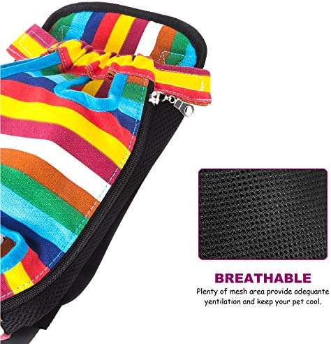 GEEPET Legs Out Front-Facing Dog Carrier Hands-Free Adjustable Pet Puppy Cat Backpack Carrier for Walking Hiking Bike and Motorcycle (Small, Colorful Strips)