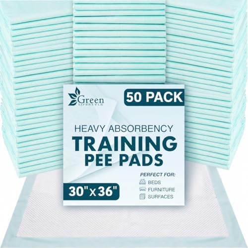 GREEN LIFESTYLE Underpads - Pet Training Pads for Dogs, Cats, Bunny, Chucks Pads for Adults, for use as Incontinence Bed Pads, Seniors Bed Pad (Pack of 50 - 30x36)