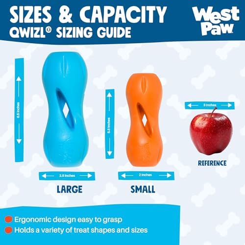 WEST PAW Qwizl Durable Zogoflex Dog Puzzle Toy for Mental Stimulation, and Enrichment - Treat Dispensing for Bully Sticks and Dental Sticks - Dishwasher Safe - Made in USA - Large - Tangerine