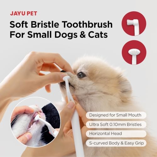 JAYU PET Dental Care Brush (Soft Bristles) 5ea - Dog Toothbrush, Cat Toothbrush, Dental Care for Kitten and Small Dogs, Removing Old Plaque and Tartar, Cat Teeth Brushing & Easy Cleaning