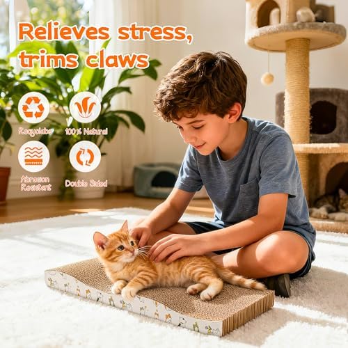 PatiencET Cat Scratch Pad 2 Pack, Waved Cardboard Cat Scratcher