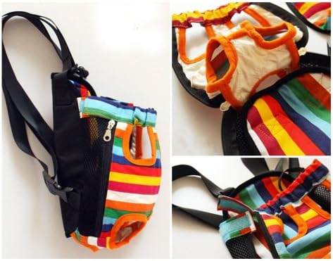 Medium Size Colorful Stripe Pattern Style Legs Out Front Pet Carrier Dog Backpack Bag for Dog Cat Adjustable