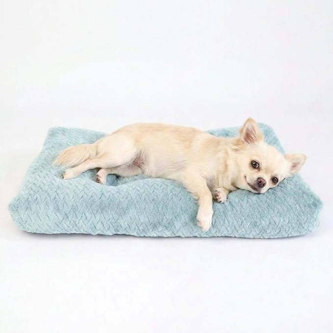 Small Dog Bed for Crate,22 Inch Washable Dog Crate Pad for Dog Cages,Soft Jacquard Flannel Puppy Kennel Bed with Anti-Slip Bottom,Fluffy Dog Mat for Small Dogs,Sage Green
