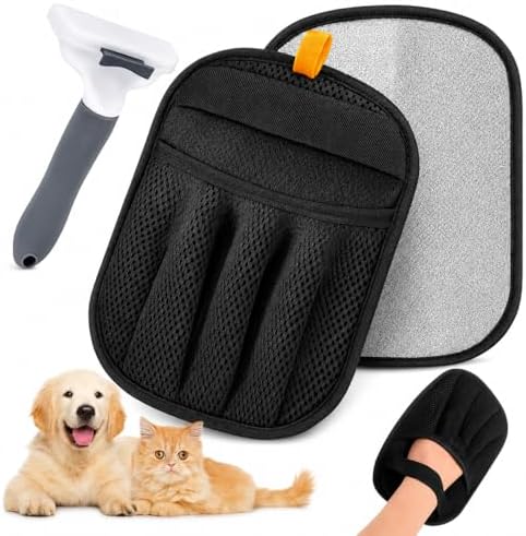 LuxUltra Pet Hair Removal Glove for Cats & Dogs - Electrostatic Pet Hair Remover Gloves 2 Pack, Reusable Pet Hair Remover for Couch, Furniture, Sofa, Car Seat, Carpet, Clothes, Laundry
