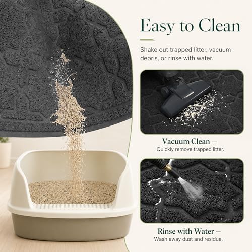 Yimobra Cat Litter Mat, Waterproof Litter Trap Mat, 35.4x23.6, Black