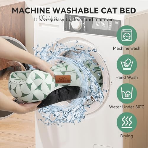 Zerbuger 20in Green Pattern Rectangle Cat Dog Bed Machine Washable Sofa