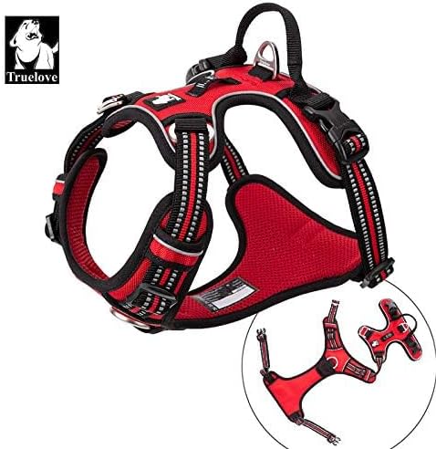 WINHYEPET True Love No Pull Dog Harness Extra Reflective Pet Harness for Small Medium Large Dogs Adjustbale for Running Walking Padded Soft Mesh Vest Easy Control TLH56512(Red,M)