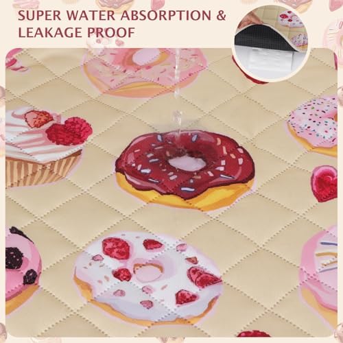 IEUUMLER Washable Pee Pads for Dogs, 2 Pack Cake Pattern Reusable Waterproof Puppy Potty Pads, Non-Slip Absorbent Pet Training Pads for Playpen Crate Bed EU015 Beige Cake, 48x36