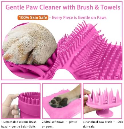 Dog Paw Cleaner Cup with Detachable Top Brush for Small-Medium Dogs