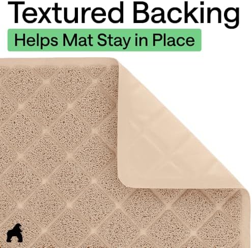 GORILLA GRIP Cat Litter Box Mat, Coiled Mesh Trapping Mats, 24x17 Beige