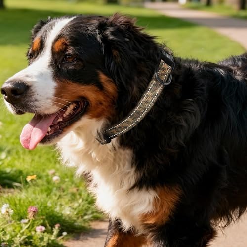 Kazazoo Large Dog Collar, Reflective Nylon Collar,No Pull,Heavy Duty Collar,Soft Neoprene Breathable & Quick Release Buckle Dog Collars for Labrador Retriever,German Shepherd,Golden Retriever camo-L