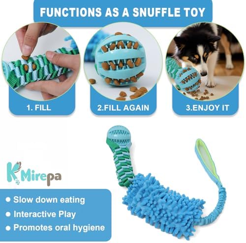 Dog Tug Toy - Interactive Dog Rope Toys, Stretchy Bungee Handle, Strong Squeak Rope Toy for Large Dogs, Puppies, Middle Dogs (Blue)