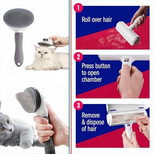 Roller Pet Hair Removal Tool，Reusable Lint Roller - Cat and Dog Hair Remover for Furniture，Dog Brush for Shedding，Portable Multi-Surface Fur Removal Tool (Sofas,Carpets,Clothing,Bed Sheet)