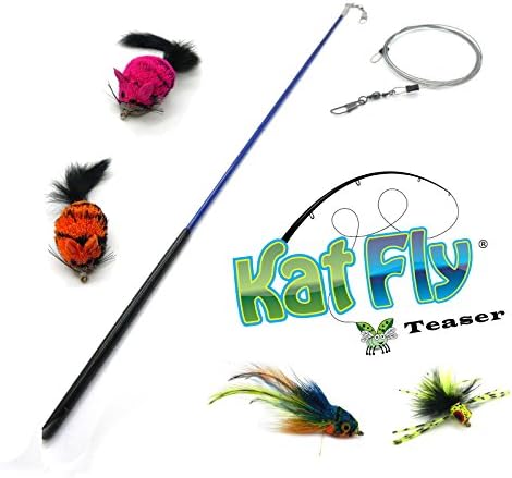 4 Pack Handmade Cat Toy Refill Kit with 21 Inch Wand