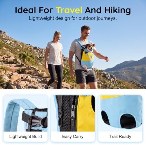 Front Pet Carrier Backpack, Breathable Leg-Out Pet Chest Carrier, Blue, XXL