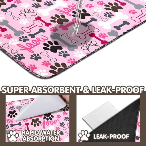 2PC Pink Pet Pee Pads, Washable Absorbent Non-Slip Mat 35x24in