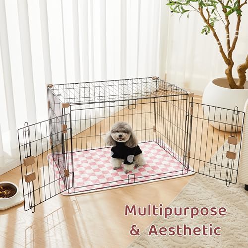 2 Pack Pink Checkered Washable Pee Pads for Dogs, Checkered Reusable Dog Pee Pads, for Puppy Playpen, Crate, Whelping Box, Potty Training, Cute Aesthetic Absorbency, Leak-Proof Non-Slip