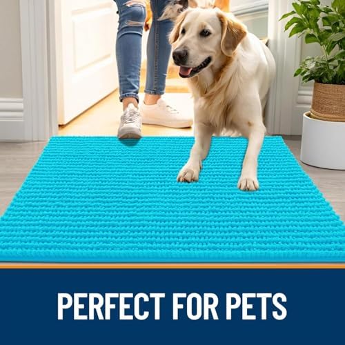 OLANLY Dog Door Mat for Muddy Paws 44x24, Extra Absorbent Chenille Mud Mat