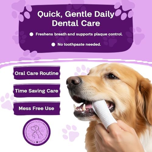 Dog & Cat Dental Wipes - Finger Toothbrush for Plaque, Tartar & Breath