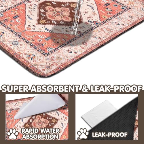2PC Absorbent Dog Pee Pads, Washable Non-Slip Reusable Mat 35x24in