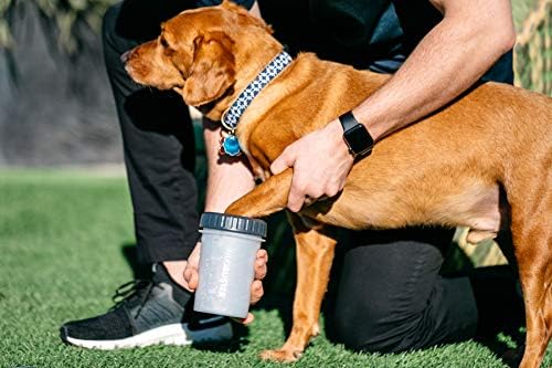 Dexas Lidded MudBuster Medium Dog Paw Cleaner, Light Gray, Fits 1.5"-2.5" Wide Paws, Gentle Silicone Bristles for Quick, Easy Cleaning