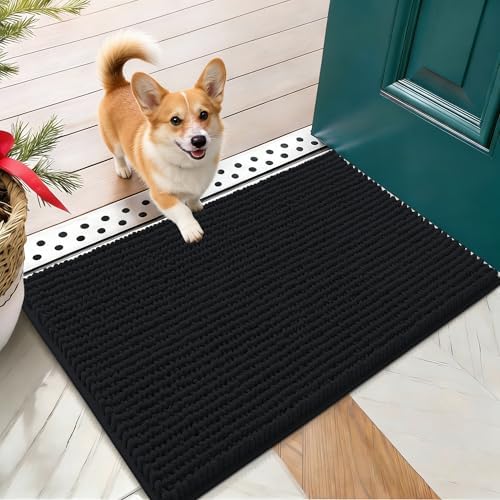 OLANLY Dog Door Mat for Muddy Paws 24x16, Extra Absorbent Chenille Mud Mat