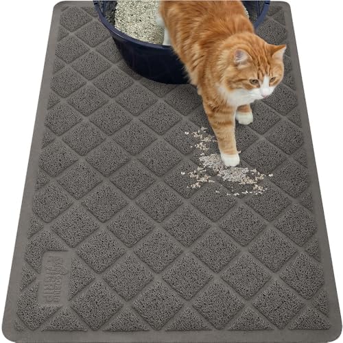 GORILLA GRIP Cat Litter Box Mat, Coiled Mesh Trapping Mats, 35x23 Charcoal
