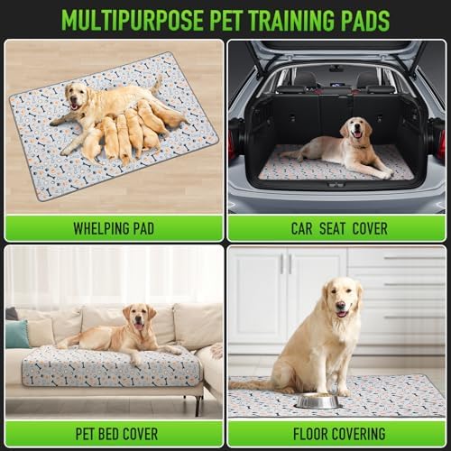 Hompet Washable Pee Pads for Dogs, 28"x19", 2-Pack Thick Heavy Absorbency Reusable Pee Pads Prevent Leakage Non-Slip, Pet Training Pads for Puppy Playpen, Crate, Potty, Floor, Bed, Sofa