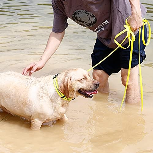 Nimble Reflective Waterproof Dog Collar Adjustable Odor Resistant Easy Clean Pet Collar for Small Medium Large Dogs Night Walking Outdoor Rainy Use (Medium (11.81”-18.5”inches), Fluorescent Yellow)