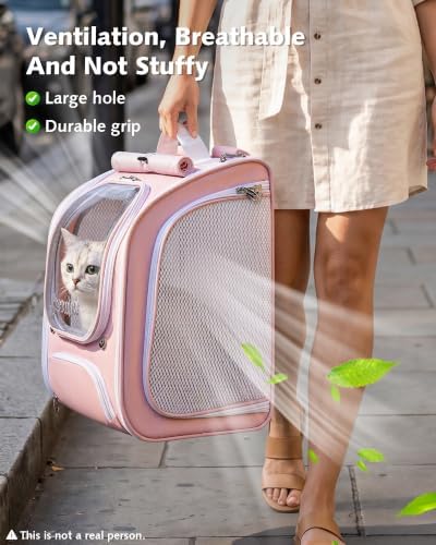 Pecute Cat Backpack Carrier,Large Space Cat Bubble Backpack,Ergonomic,Pink