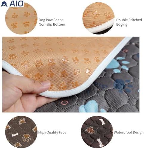 AIO Pet Urine pad Washable Pee Pads for Dogs Anti-Slip Waterproof 2-Pack Reusable Puppy Pads for Potty Training Heavy Absorbency Prevent Leakage Reusable Training Dog Pads 27.6*39.37inch Brown Claws