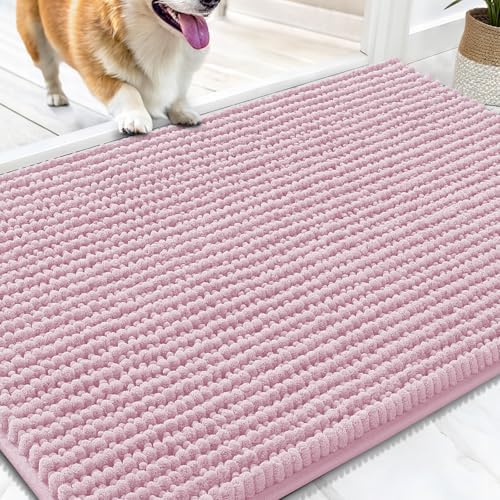 OLANLY Dog Door Mat for Muddy Paws 34x21, Extra Absorbent Chenille Mud Mat