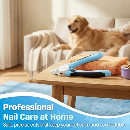 Flexzion Dog Nail Clippers and Cat Nail Trimmer with Safety Guard, Blue