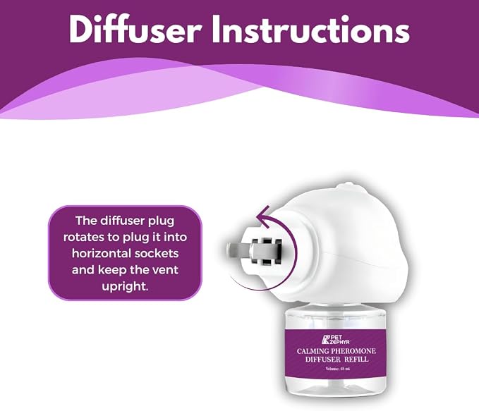 Cat Calming Pheromone Diffuser - 1 Diffuser Head & 2 Refills for 60 Days - Anxiety Relief Cat Essentials Products - Calm Cats Accessories - Cat Pee Prevention Supplies
