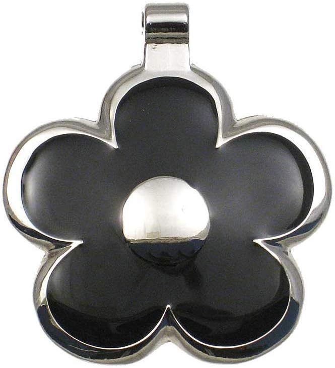 LuckyPet Flower Jewelry Pet ID Tag for Dogs and Cats, Easy to Read Personalized Engraving on Back Side, Small, Black