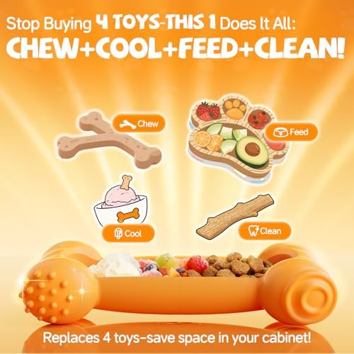 2-Pack Freeze Toys for Dogs Slow Feeder Lick Bone Indestructible Chew Toy