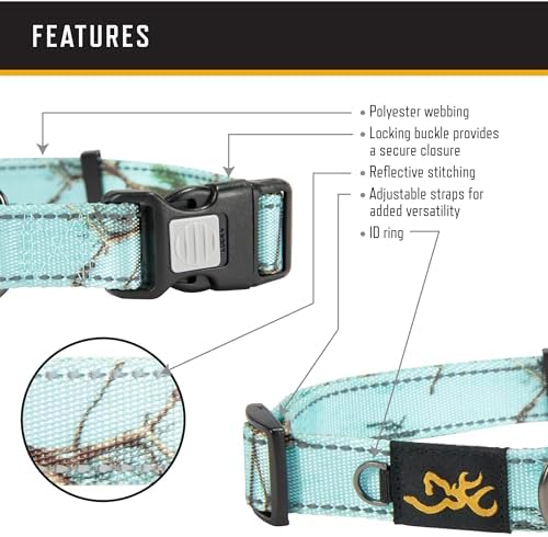 Browning Classic Webbing Camo Collar, Large, 1 x 18-28in Rt Xtra Seaglass