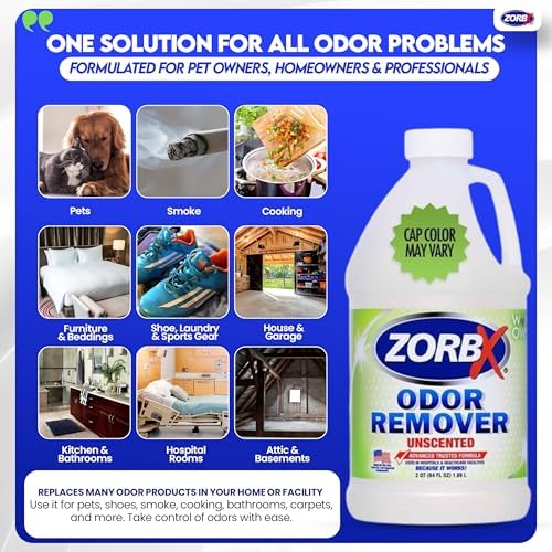 ZORBX Unscented Odor Remover Spray 64 Oz Refill, Hospital-Grade Formula